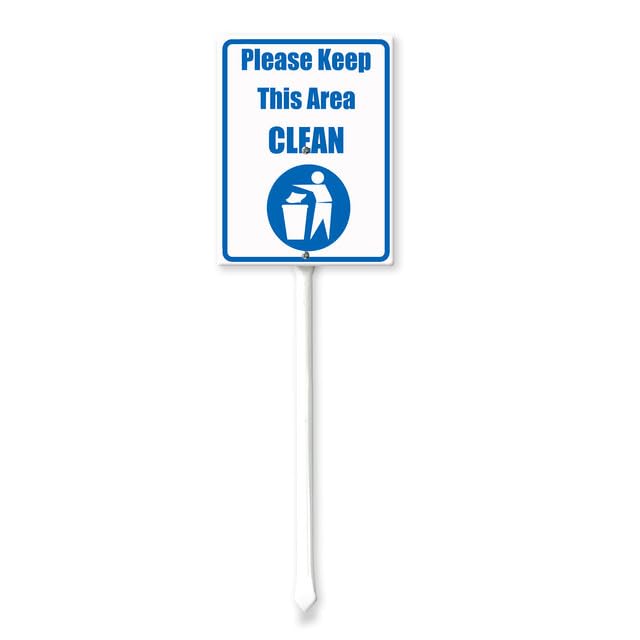 Geroclonup Please Keep This Area Clean Yard Sign with Stake 11.5x15cm Sturdy Aluminum Sign for Yard Garden Lawn Outdoor