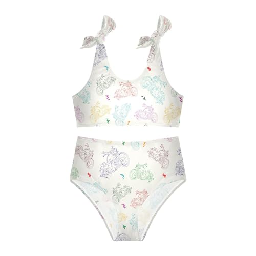 Toddler Girls Bikini Set Color Motorcycle Swimsuits Kid Bowknot Swimwear 2 Piece Bathing Suit 3-12T3