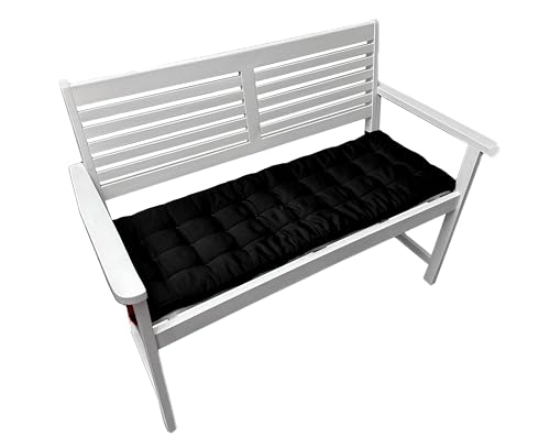 Brandsseller Cojín de Banco 120x40x4 cm – para Banco de jardín y Banco de Comedor – Impermeable, fácil de Limpiar y Acolchado Suave – Uso Interior y Exterior – Negro