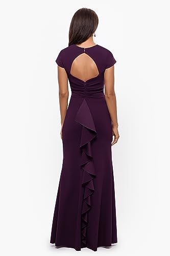 Xscape Women's Cap Sleeve Stretch Scuba Crepe Gown with Cascade Ruffle Back2