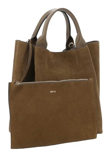 Sac à épaule ABRO en cuir grand cabas shopper daim kaki