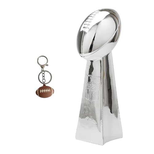 SUSANMAISON Trophée Lombardi de champion de football américain en argent, 4 tailles différentes, réplique du gagnant du prix avec porte-clés pour les fans de la ligue sportive Souvenir de collection