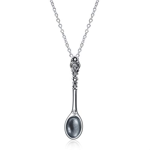 YAFEINI Spoon Necklace 925 Sterling Silver Spoon Pendant Necklace for Women Men Jewelry Gifts