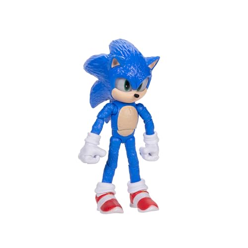 Sonic The Hedgehog Sonic 3 Movie Sonic with Emerald Accessory Toy Figure by Jakks Pacific, Stands 5” / 13 cm Tall - Image 3