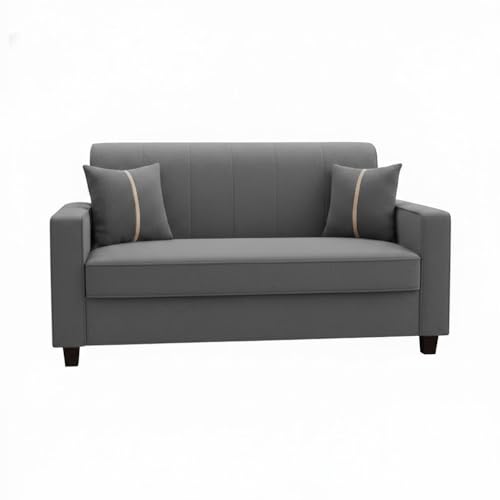 Image of FURNY Homeoy 5 Seater Fabric 3+2 Sofa Set (Dark Grey) with Premium Velvet Finish | Durable Comfort | Ideal for Living Room