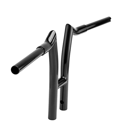 Mofun 12" Rise Handlebars 1.25" Fat T-Bar Ape Hangers Bar Fits For 1996-2023 Harley Sportster 883 1200, Dyna Low Rider Street Bob Super Glide, Softail Deluxe Heritage, Road King, Gloss Black #TOP3