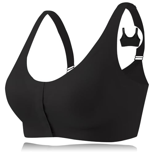 CYTMTZGA Mastektomie-BH, Vorne Verschluss Nahtloser OP-BH mit Prothesentasche für Brustprothesen Brustformen BL80