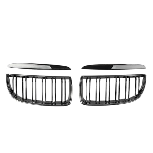 Rejillas delanteras superiores para BMW Serie 3 E90 E91 2005-2008 en negro doble brillo