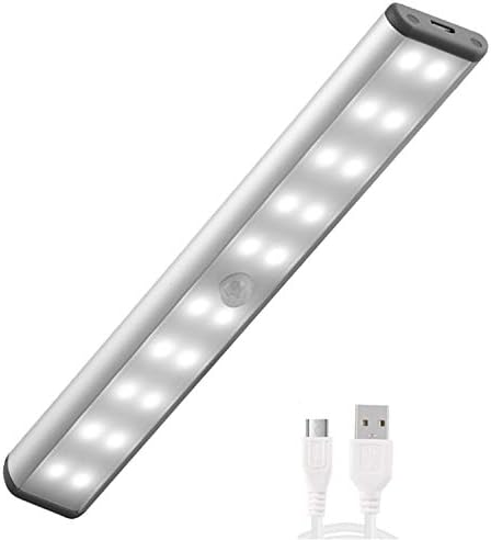 Closet Lights Wi-fi 20 Led Beneath Cupboard Lighting Movement Sensor Activated Construct in Rechargeable Battery Operated Magnetic Little Secure Moveable Night time Gentle for Closet Cupboard Spice Rack (Silver)