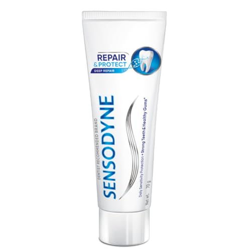 Image of Sensodyne Toothpaste Repair and Protect | Tooth Paste for Daily Sensitivity Protection, Long-lasting Relief | Pack of 1 - 70gm | Fresh Taste | Dentist Recommended