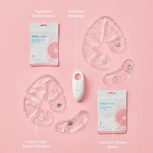 Frida Mom 9pc Breastfeeding Essentials Kit for Lactation Support & Nipple Relief, Includes Lactation Massager, Heating Pads, Breast Masks for Hydration & Milk Flow, Postpartum Essential Gift Set