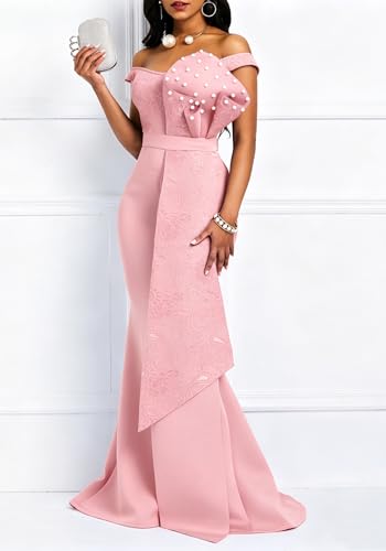 Image of Floor-Length Pearl Sleevelevess A-Line Women's Maxi Dress Long Dress