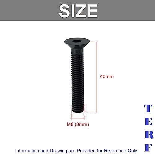 TERF® M8 X 40mm Hex Socket Countersunk Black Machine Screw M8 (8mm) X 40mm Allen Key Bolts Hexagonal Socket Countersunk Machine Screws - Image 3