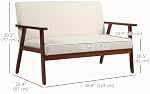 HOMCOM 48" Loveseat Sofa for Bedroom, Modern Love Seats Furniture, Upholstered 2 Seater Couch with Rubber Wood Legs for Living Room, Cream White