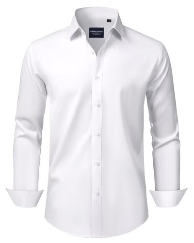 Alimens & Gentle Men's Dress Shirts Transitional Weather Long Sleeve Stretch Wrinkle-Free Button Down Top