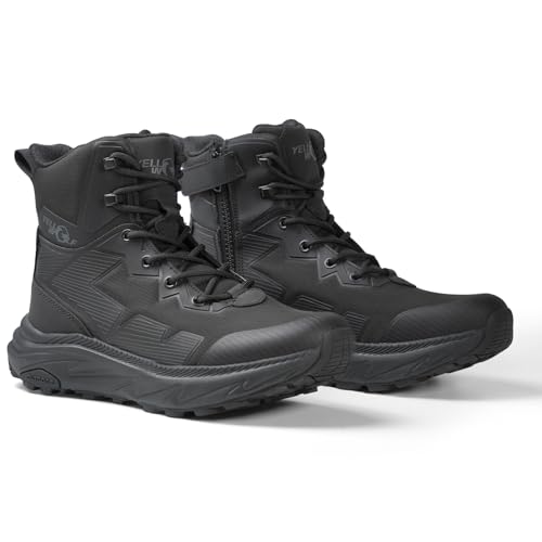 YELLOWOLF Womens Tactical Boots Comfortable Work Boots For Women 6 Inch Lightweight Combat Boots Womens Zipper Emt Army Boots For Women Black 9