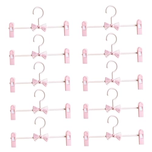 VILLFUL 10pcs Non-Slip Hanger Wall Hangers for Clothes Anti-Skid Jeans Hanger Pet Apparel Hangers Shorts Hangers Clothing Rack Mini Coat Hangers Pants Supply Plastic Pink