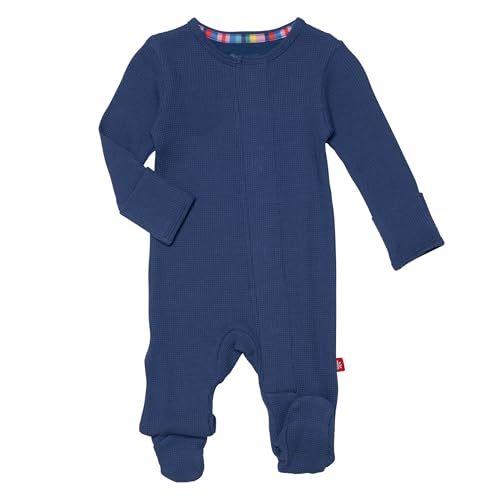 Image of Magnetic Me Boys Modal Magnetic Baby Footie Pajamas | Silky Soft Modal Fabric | Baby Sleepers Available in Sizes PRE - 24M