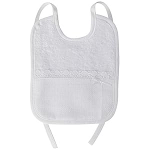 FILET Slabbetje van badstof, om te borduren, met zak van Aida-stof, wit