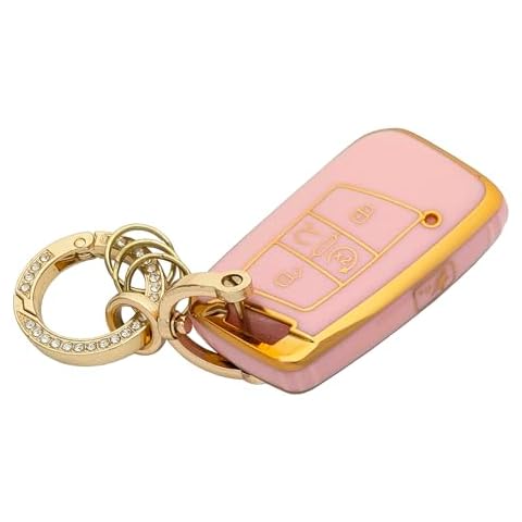 chyoekey Key Fob Cover Case Shell Keychain for VW Volkswagen Atlas Golf Alltrack Atlas Jetta Passat Arteon Tiguan Pink (for VW A) Cover