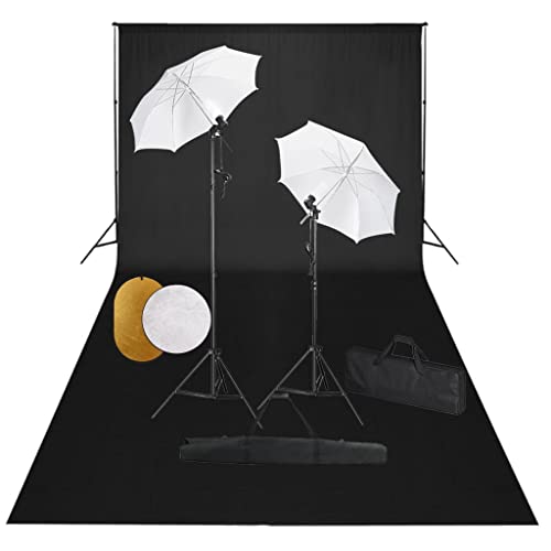 Studio photo lumière 5500K avec parapluies et grand fond coton