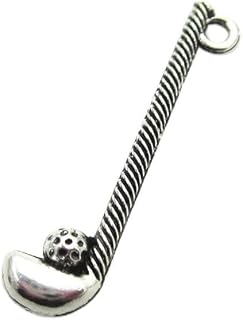 10pcs Sports Golf Brassie Hanging Charms Lobster Clasp Charms DIY Jewelry Accessory Bracelet Floating Dangle Charms - (Metal Color: Silver Plated)