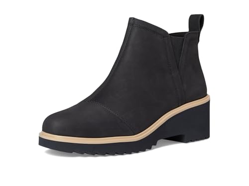 Image of TOMS Women's Maude Wedge Boot, Leather Upper, OrthoLite Insole, Side Zip, Lightweight
