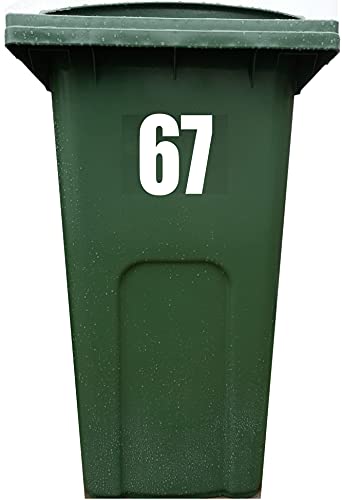 4X Bin Sticker Vinyl Number 1-99 Large Recycling Box Wheelie Self Adhesive (67)