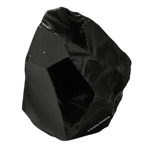 Amazing Gemstone Black Obsidian Raw Crystals and Healing Stones, Natural Rocks for Tumbling and DIY Raw Stones and Crystals (1 Piece)