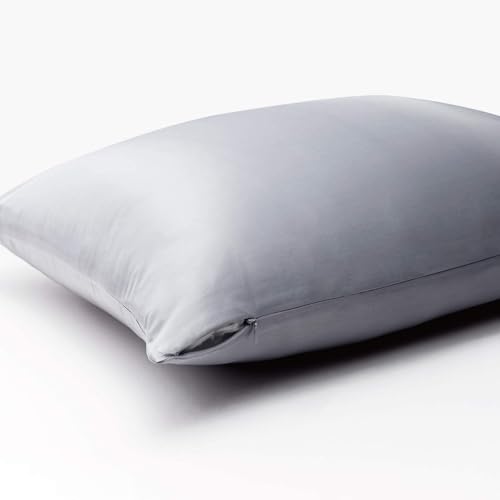 Image of JUWENIN,Silky Satin Pillowcases, Soft and Luxury, Pack of 2, Hidden Zipper (Queen, Silver)