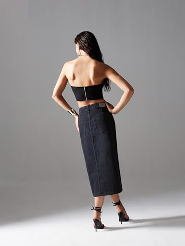 Image of Miss Chase Women's Straight High Rise Mini Denim Skirt