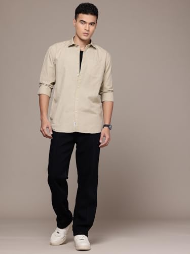 Image of Men's Cotton Linen Solid Shirt | Slim Fit Full Sleeve Casual Shirt | Lightweight | Breaethable | Stylish