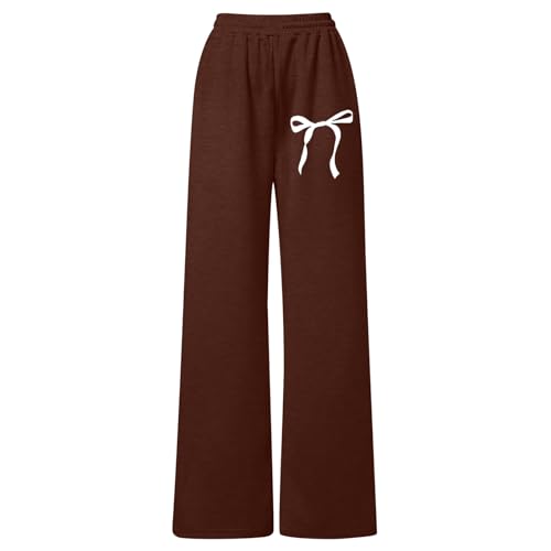 Girl's Baggy Cute Bowknot Sweatpants Elastic Waisted Straight Leg Open Bottoms Trackpants with Pockets Athletic Dance Joggers3