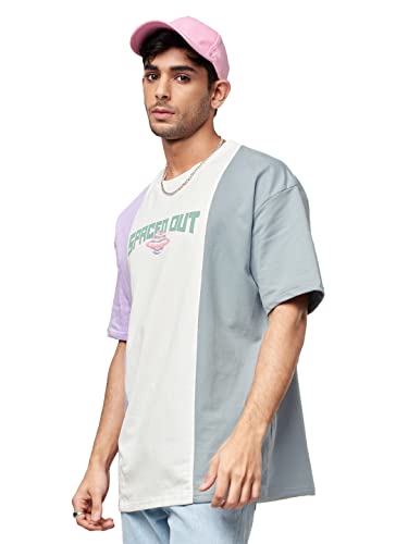 Image of The Souled Store Men Spaced Out Multicolored Printed Oversized T-Shirts
