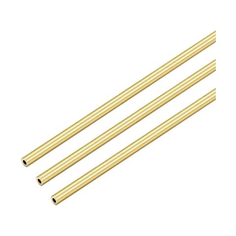 VictorsHome Brass Round Tube, 2mm OD 0.5mm Wall Thickness 300mm Length Metal Seamless Straight Tubing for DIY Crafts Model 3pcs Cover