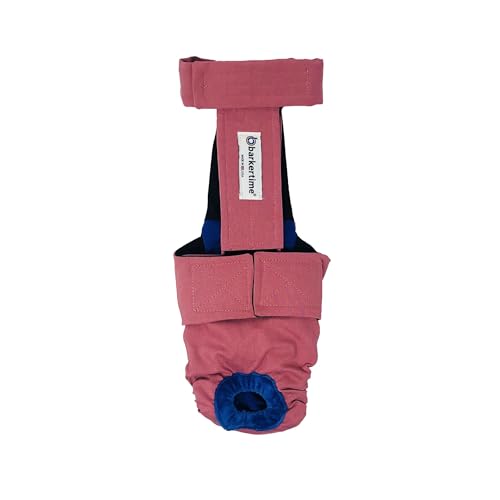 Barkertime Dusty Rose Escape-Proof Waterproof Premium Dog Diaper Overall, XL, with Tail Hole - Made in USA