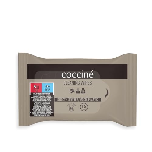 Coccine - Toallitas de limpieza para zapatos sin manchas, ideales para cuero liso y piel sintética, toallitas húmedas 15 unidades en el paquete
