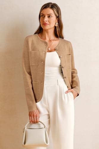 Arach&Cloz Womens Wool Blend Fall Button Down Business Casual Blazers Jacket with Pockets 20252