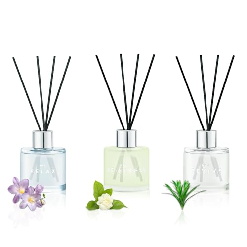 DIUFJAG Profumatore per Ambienti 3 Pack 50ml Fresia/Gelsomino Tè Bianco/Citronella Zenzero,Diffusore Profumo Ambiente con 12 Bastoncini,per Bagno,Appartamento,Decorazione Della Casa