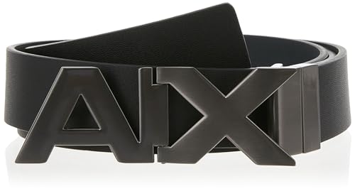 Armani Exchange Herren Hinge Belt Gürtel, Schwarz, 36