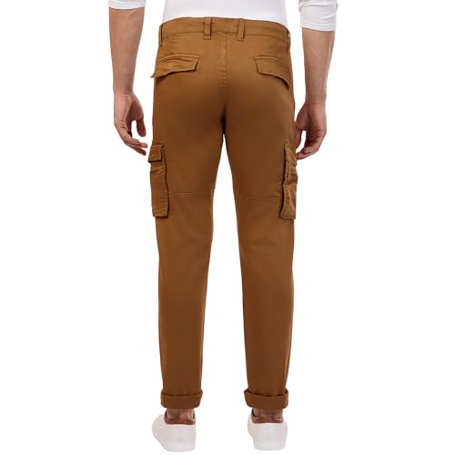 Image of BEEVEE Mens Camel Fixed Waist Cargo Pant with Drawstring.