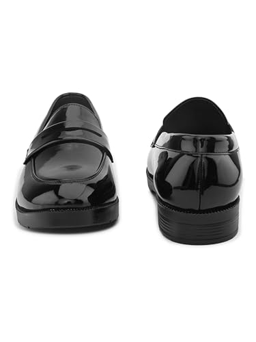 Image of STANPHORD Men Formal Loafer Shoes | Metal Accent Slip-On Moccasins | PU Leatherette Cushioned Anti-Slip | Office Party Business Wear (TPSL 25026)