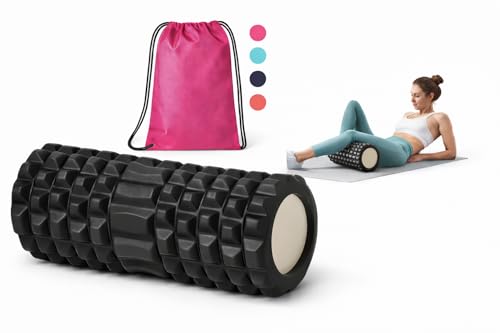 Rodillo de Espuma Dura para Masaje Muscular de Espalda y Piernas | Rulo Masaje Muscular para Contracturas, Piernas Cansadas y Recuperación | Ideal para Pilates en Casa