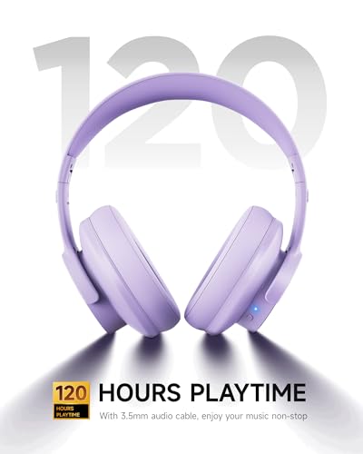 Image of Picun B8 Headphones Wireless Bluetooth, 120H Bluetooth Headphone Over Ear with 3EQ Music Modes, Hands-Free Calls, Deep Bass Headphones for Travel Home Office Cellphone PC (Purple)
