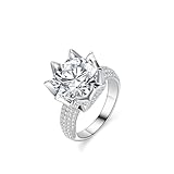 Wycian Unique Moissanite Engagement Ring Platinum Ring Guard PT950 Flower and Round 5CT Moissanite Size 4 Fashion for Wife Christmas