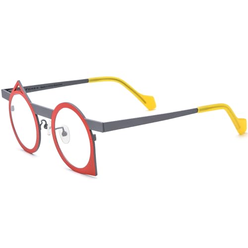 Image of FONEX Colorful Pure Titanium Glasses Frame Women Retro Round Eyeglasses