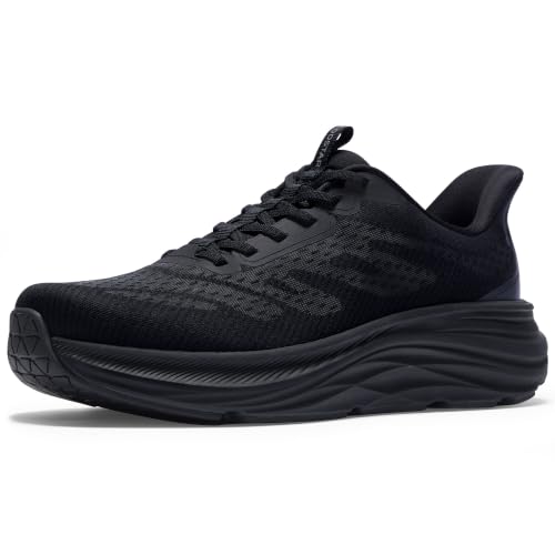 Coostar Mens Slip On Walking Shoes Cushioning Running Tennis Sneakers Black