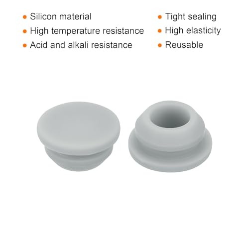 Image of MECCANIXITY 30pcs Silicone Snap in Locking Hole Plugs,9.5mm /0.4 Inch Mounting Diameter Narrow Groove Width 2mm Panel Seal Cover Round for Kitchen Bulkheads Waterproof Sealing Plugs Grey