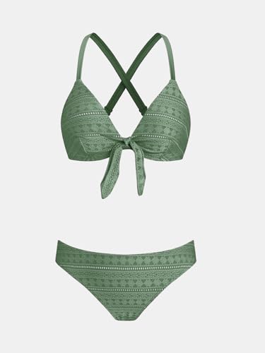 Image of CUPSHE Women's Two Piece Bikini Set Floral Print Knot Bunny Tie | Bunny Tie,Adjustable Straps,Soft Removable Cups,Flattering Bathing Suit For Vacation And Beach