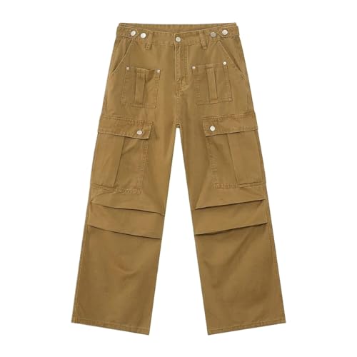 Men's Multi Pocket Retro Camo Pants Folded Straight Loose Versatile Casual Jeans Trousers